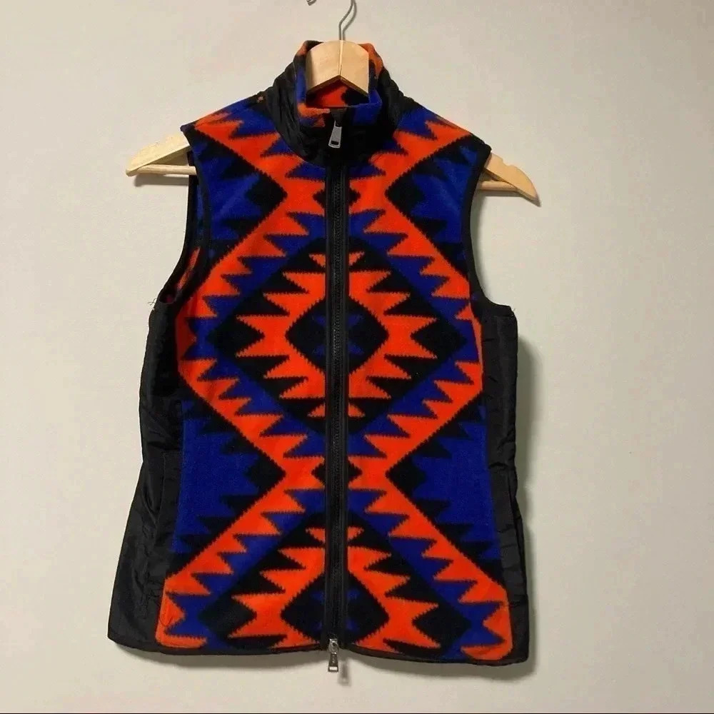 Ralph Lauren  Active Fleece Aztec Southwestern Print Blue Orange Vest